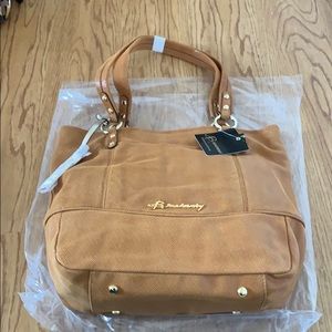 B Makowsky Snake Skin Tan Tote